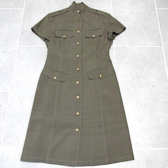 VTG Dana Buchman Military Style Tailored Shirt Dress, Size 4 - Picture 4 of 9
